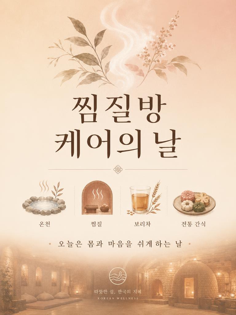 AI-generated Soft Editorial Lifestyle Poster Celebrating Korean Jjimjilbang () Culture made with GPT Image 2