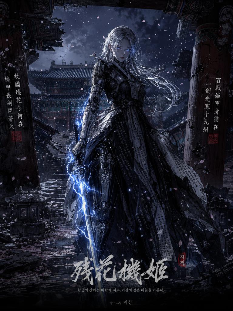 AI-generated Dark Fantasy Korean Webtoon Key Art in a Ruined Traditional Korean Palace made with GPT Image 2