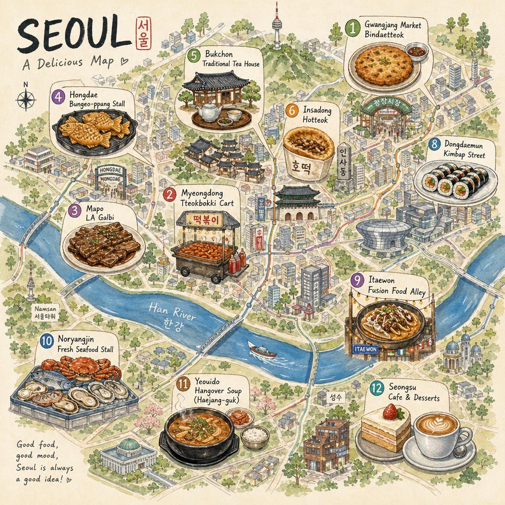 AI-generated Hand-drawn Style Illustrated Food Map of Chengdu made with GPT Image 2