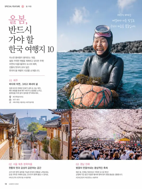 AI-generated Korean Travel Magazine Feature Article Page Spread made with GPT Image 2