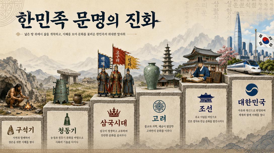 AI-generated Evolutionary Timeline Infographic of Korean Civilization made with GPT Image 2