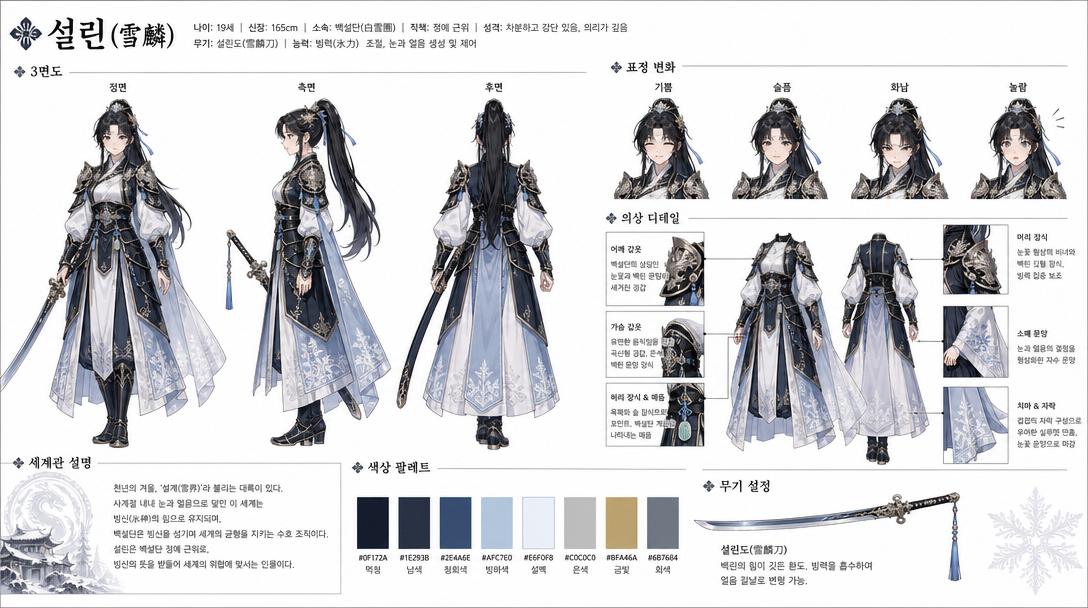 GPT 이미지 2로 생성한 한국 웹툰 공식 캐릭터 시트