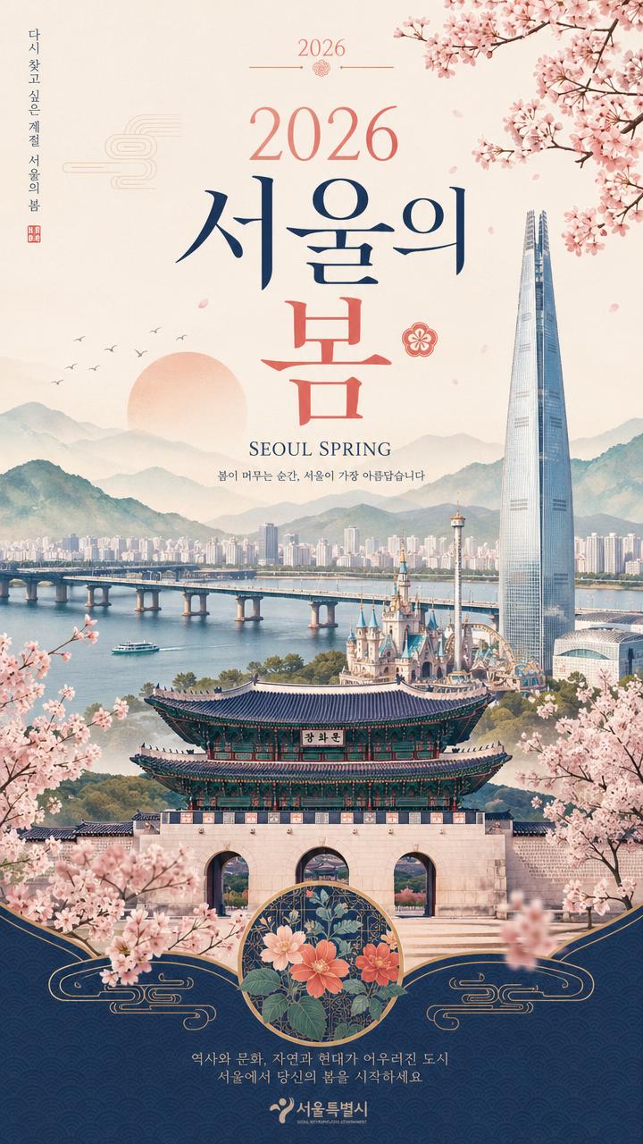 AI-generated Seoul Spring Vertical Travel Poster made with GPT Image 2