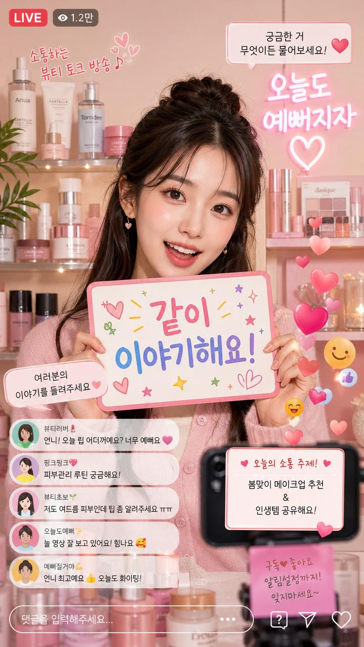 GPT 이미지 2로 생성한 K-뷰티 크리에이터 라이브 일러스트