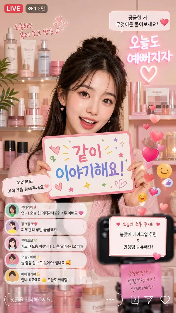 GPT 이미지 2로 생성한 K-뷰티 크리에이터 라이브 일러스트