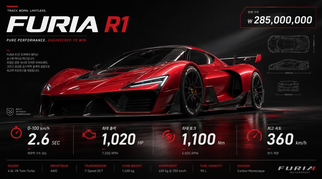 AI-generated High-design Racing Car Spec Sheet Poster made with GPT Image 2