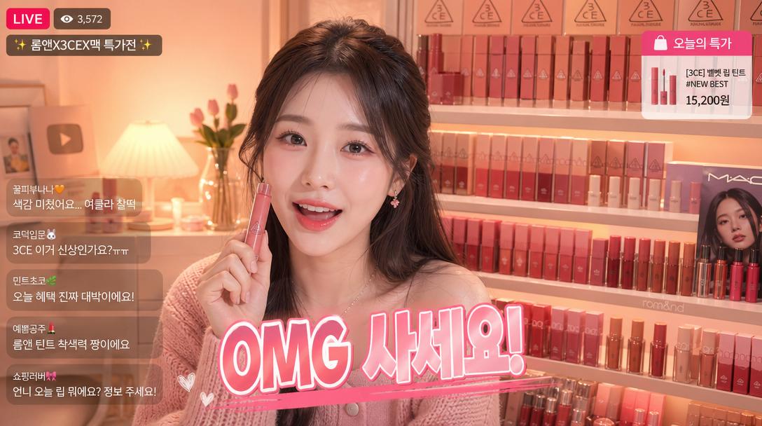 AI-generated Korean Beauty Influencer Livestream Room Background made with GPT Image 2