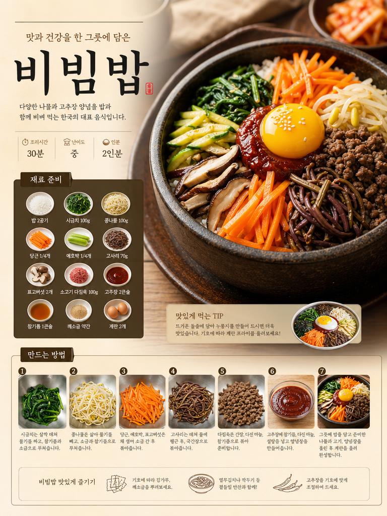 AI-generated Premium Korean Food Preparation Poster for (Bibimbap) made with GPT Image 2
