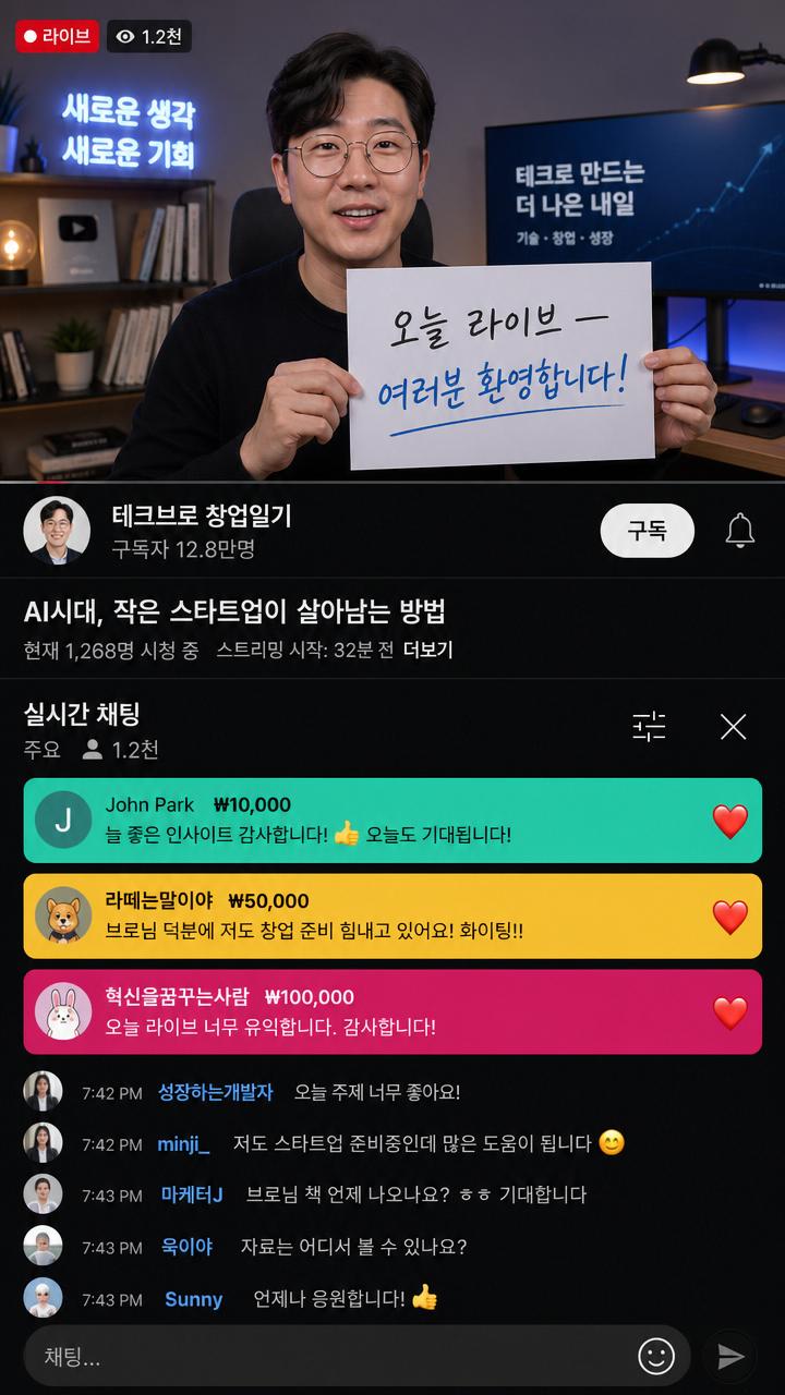 AI-generated Korean Celebrity YouTube Live Screenshot made with GPT Image 2