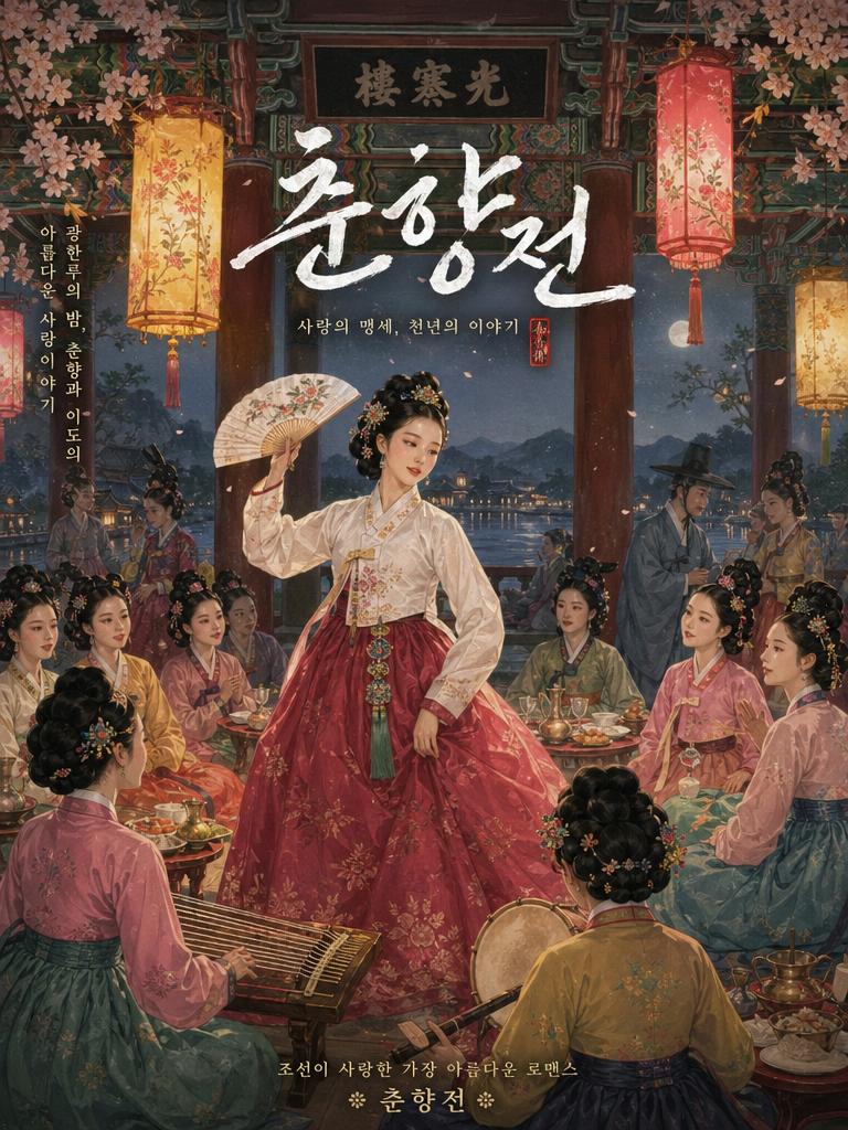 AI-generated Korean Classic Tale Chunhyangjeon () Banquet Scene Poster made with GPT Image 2