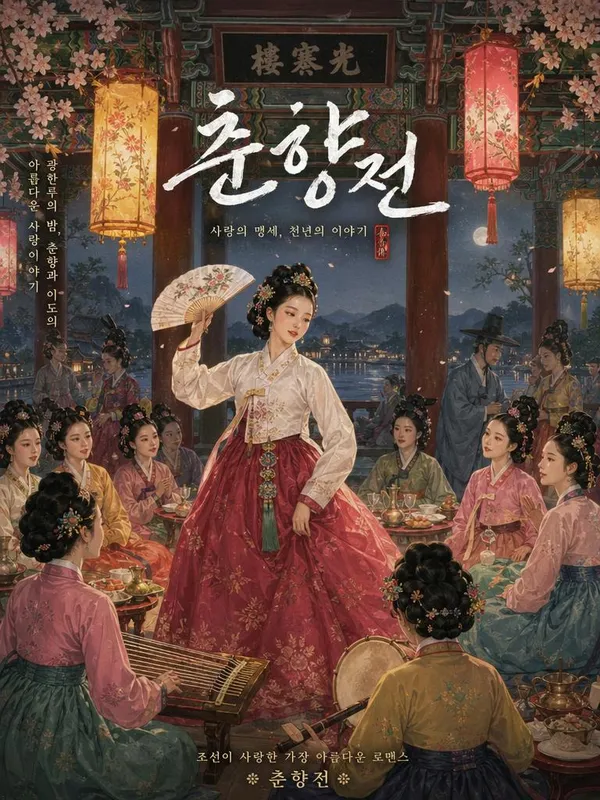 AI-generated Korean Classic Tale Chunhyangjeon () Banquet Scene Poster made with GPT Image 2