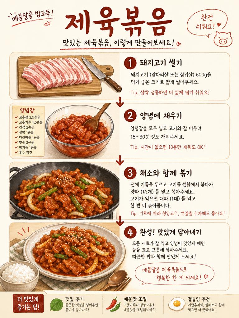 AI-generated Jeyuk Bokkeum Recipe Flowchart made with GPT Image 2