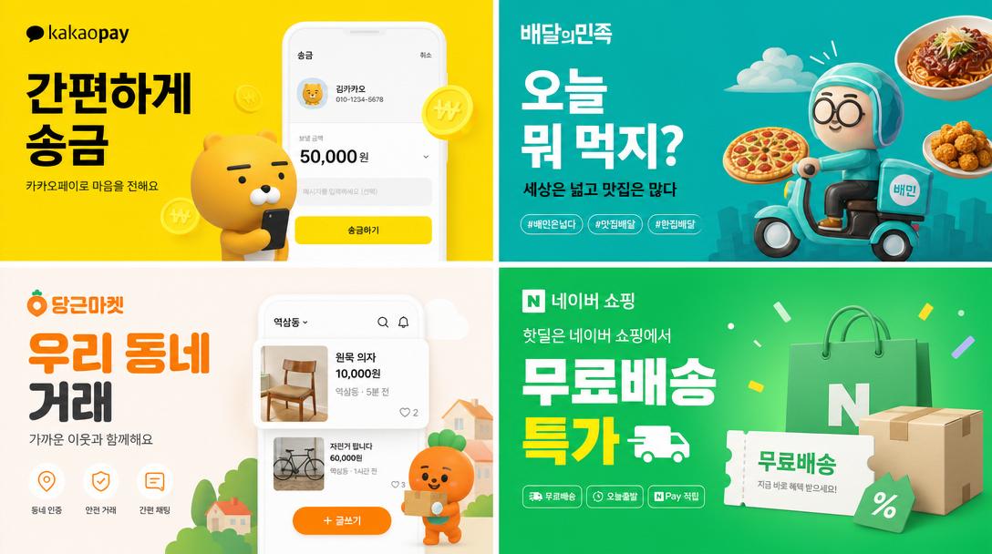 AI-generated ×2 Grid of Korean Digital Advertisement Banners made with GPT Image 2