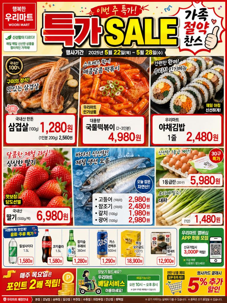 GPT 이미지 2로 생성한 한국 마트 세일 전단지