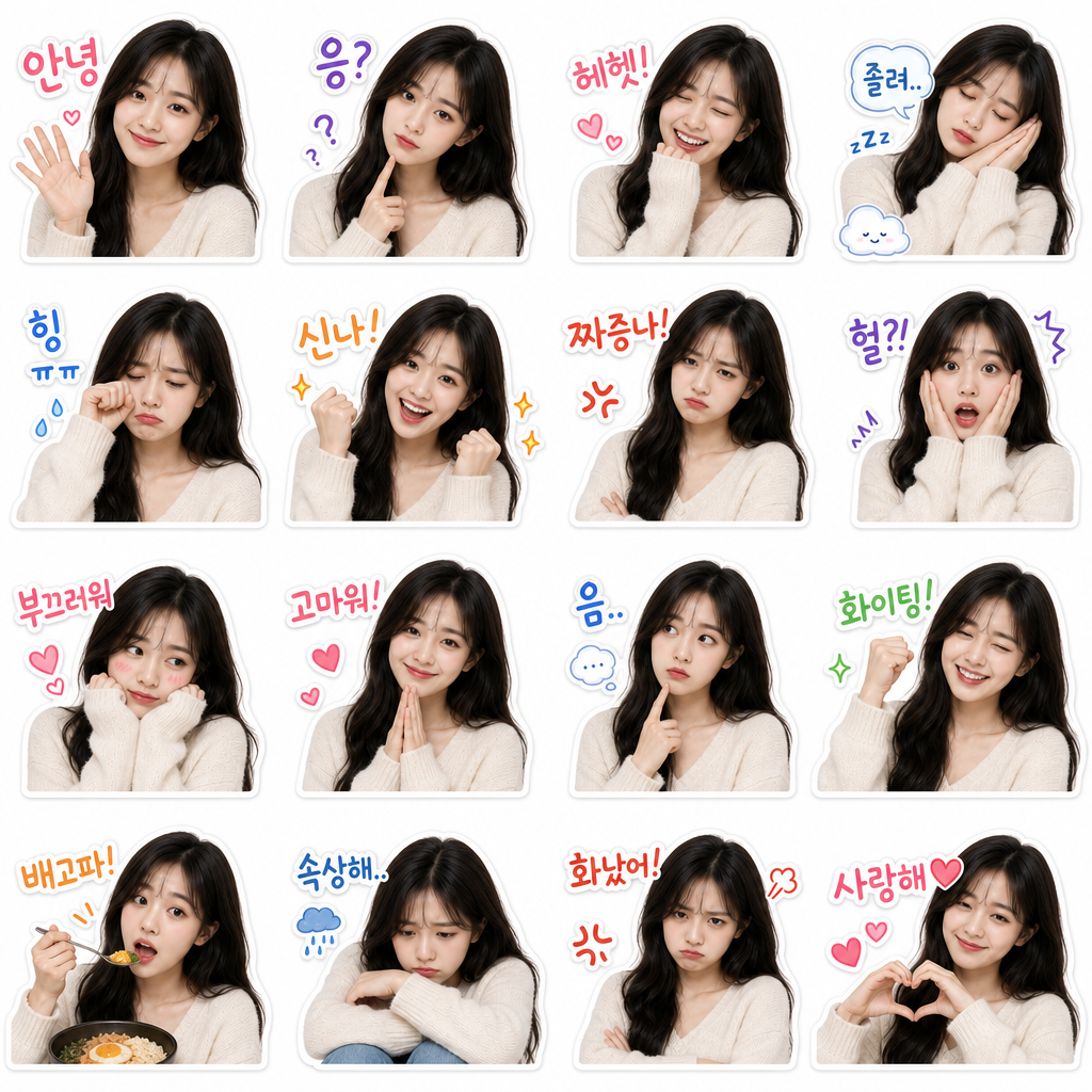 AI-generated My Face KakaoTalk Emoticon Set made with GPT Image 2