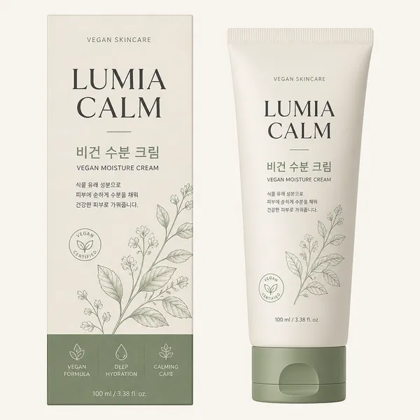 AI-generated Premium Packaging Design Presentation for a Korean Vegan Skincare Brand Named 'LUMIA CALM' made with GPT Image 2
