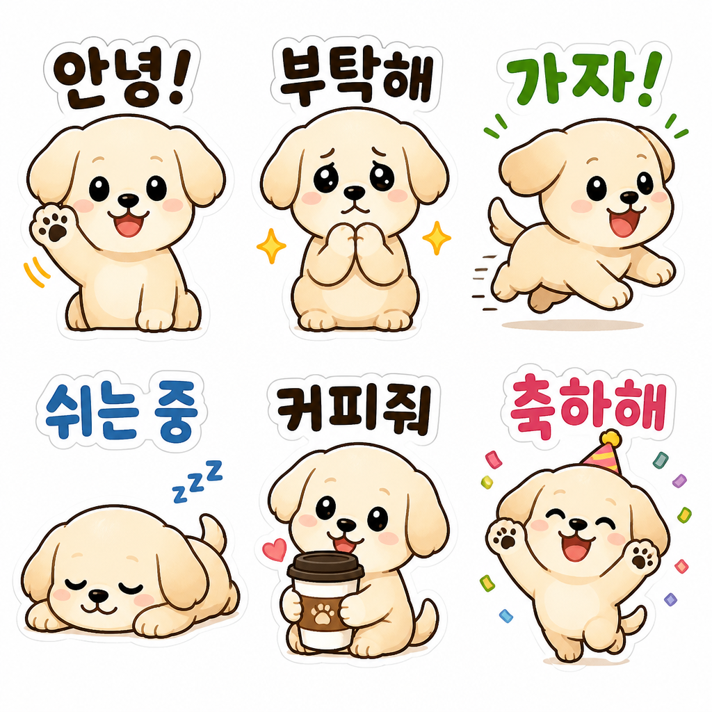AI-generated Dog Daily Emoticon Set made with GPT Image 2