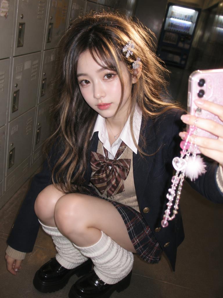 AI-generated School Uniform Gyaru Makeover