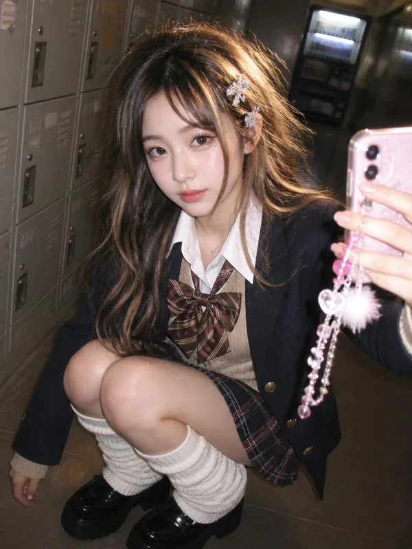 AI 생성 교복 갸루 변신