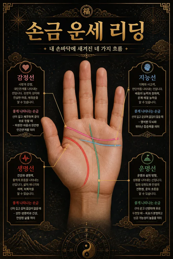 GPT 이미지 2로 생성한 손금 운세 리딩 포스터