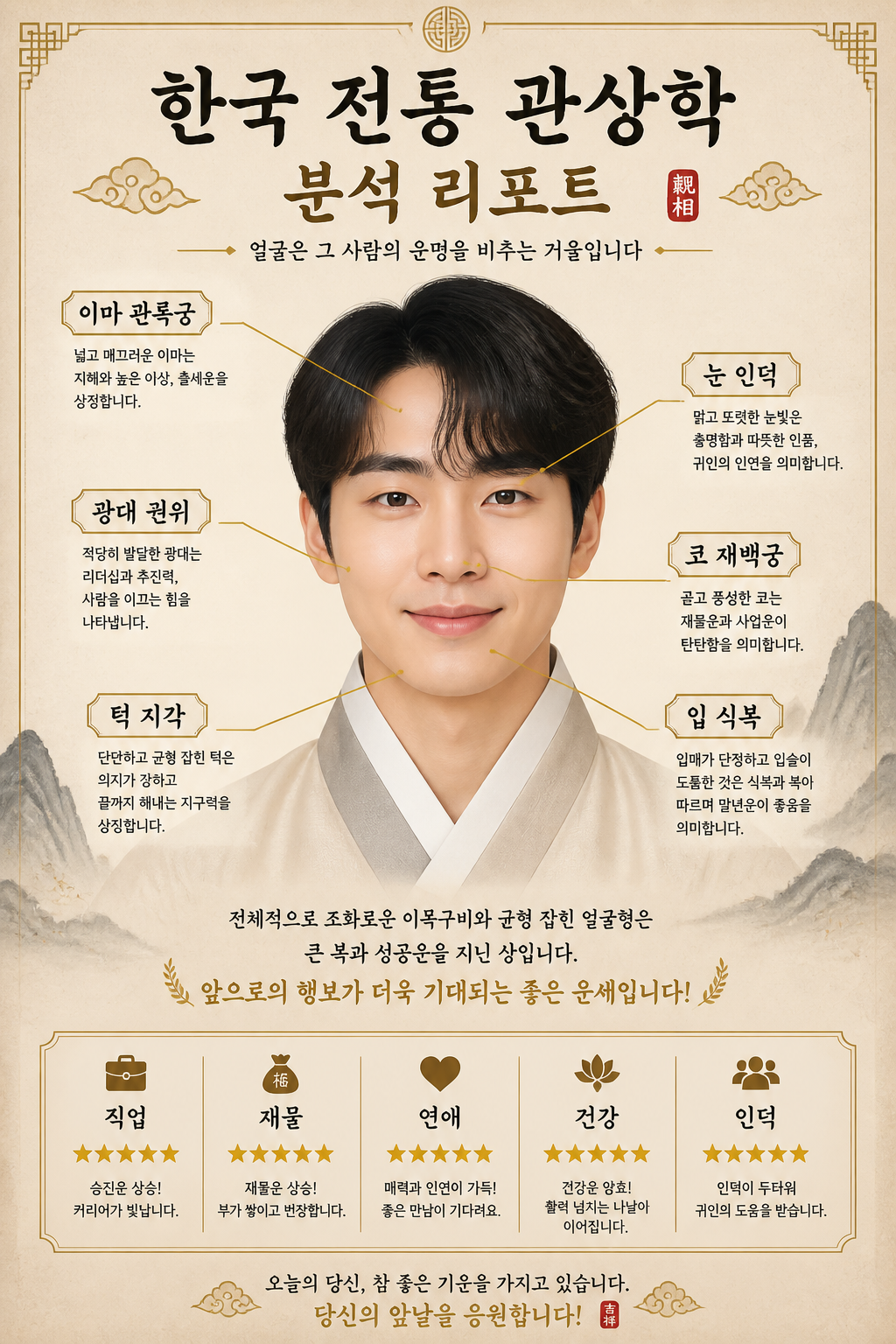 GPT 이미지 2로 생성한 관상 분석 리포트