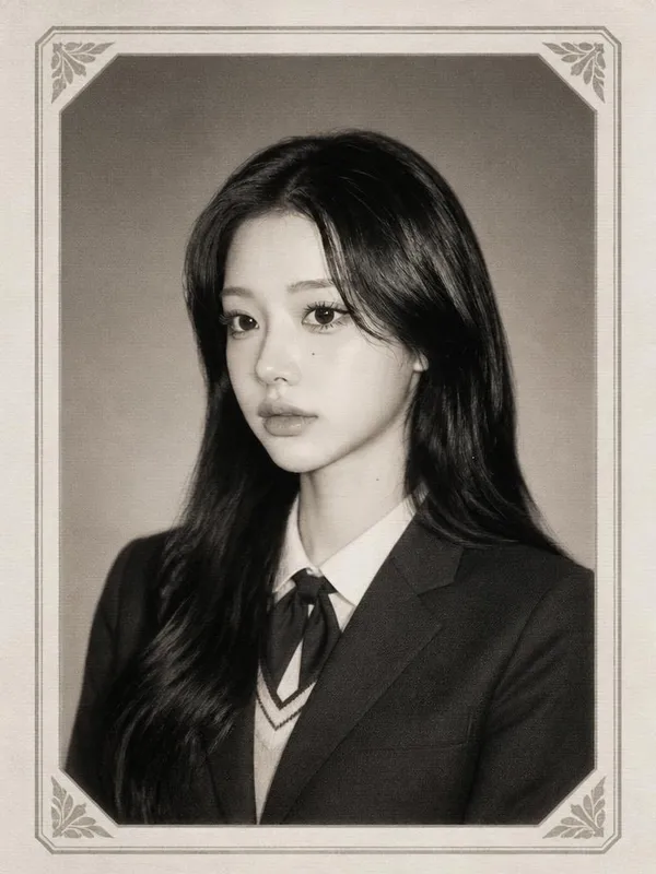 GPT 이미지 2로 생성한 Y2K 졸업앨범 흑백 사진