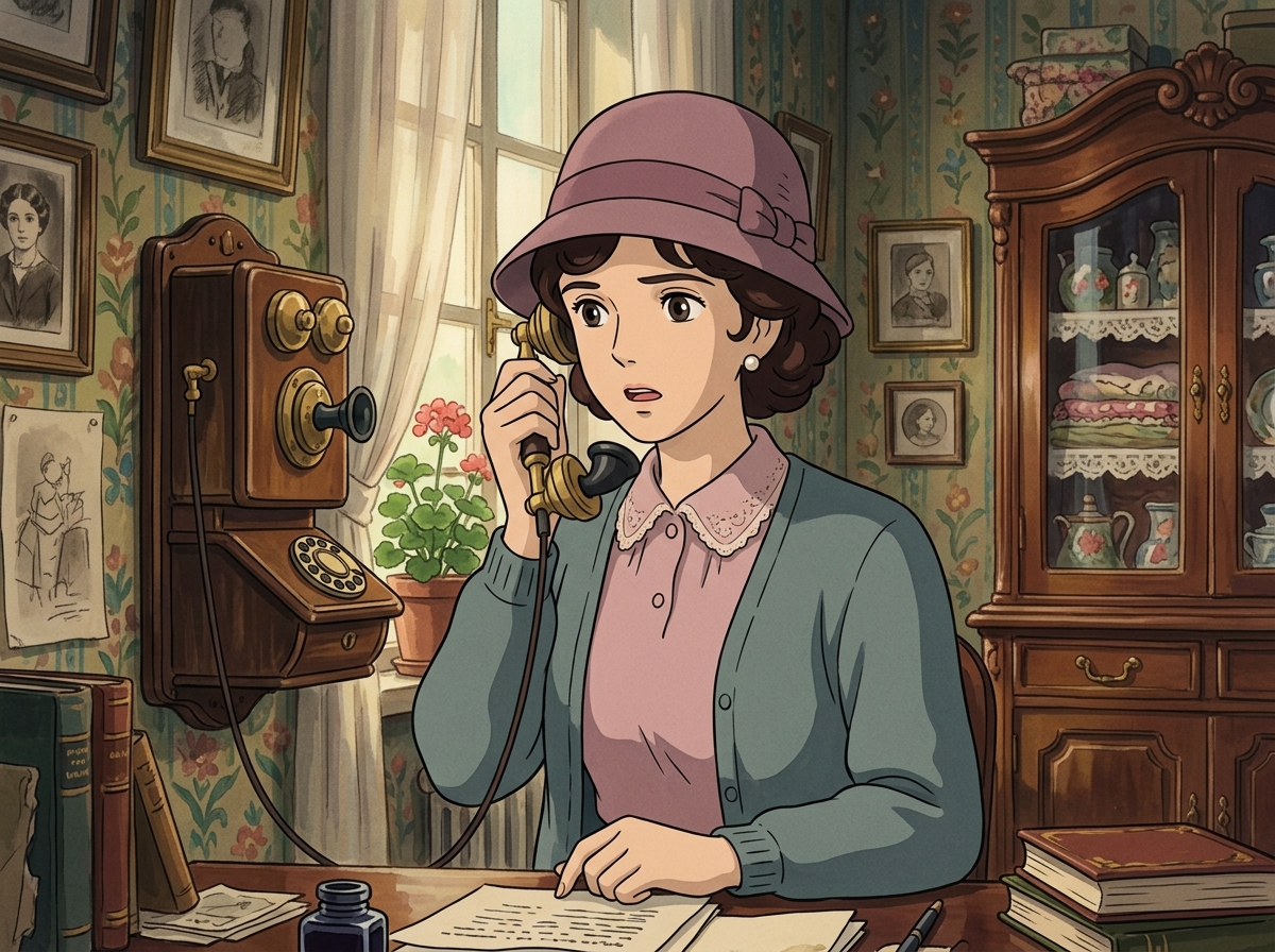 AI-generated Lady on a Vintage Telephone made with Nano Banana 2