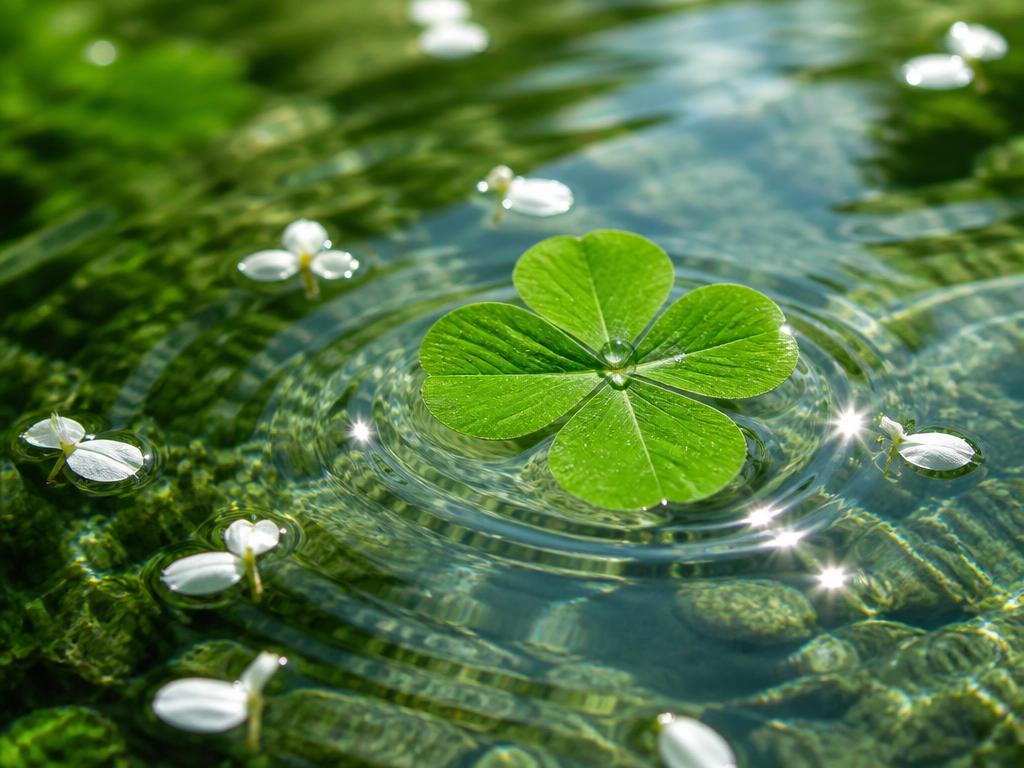 AI-generated Four-Leaf Clover on Water (Macro) made with GPT Image 2