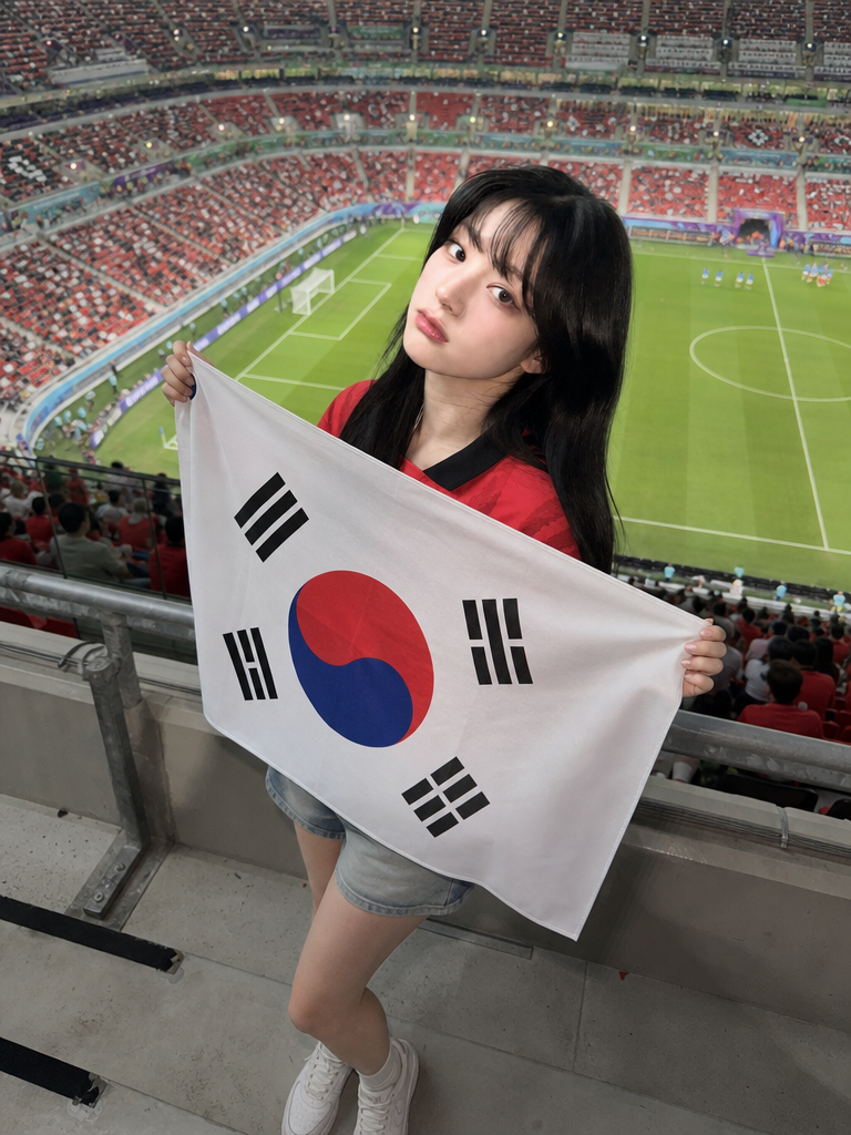 AI-generated Full-Body Flag Cheering Shot made with GPT Image 2