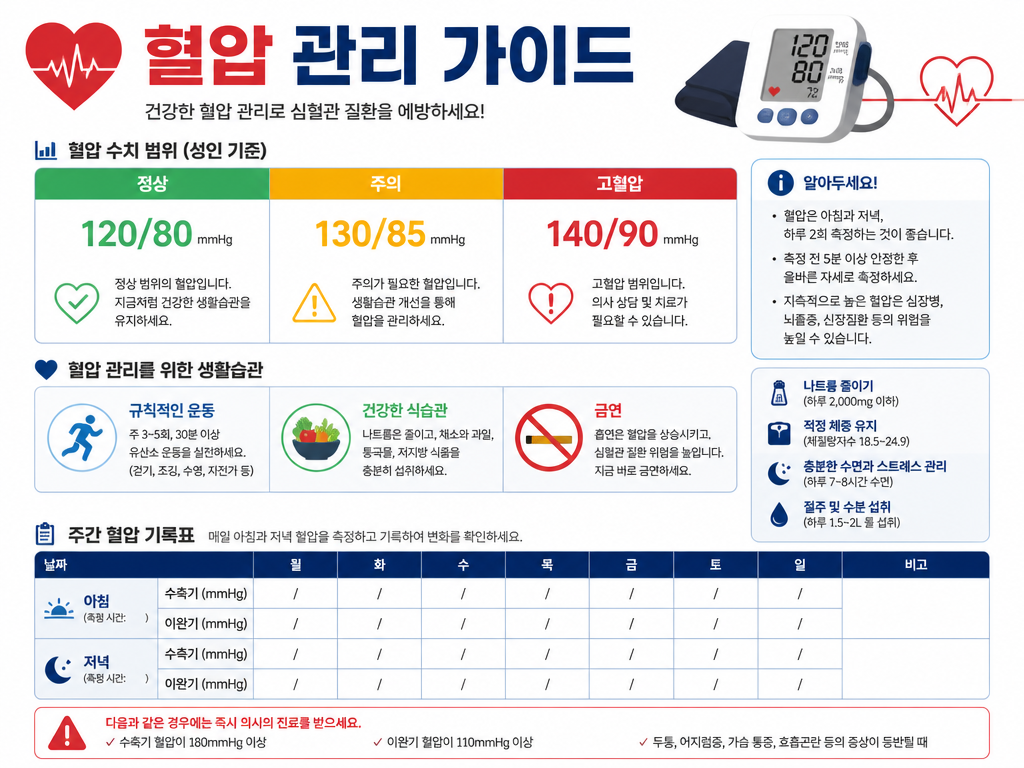 GPT 이미지 2로 생성한 혈압 관리 가이드 인포그래픽