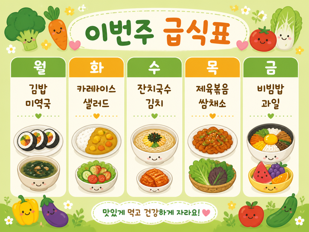 GPT 이미지 2로 생성한 급식표 디자인