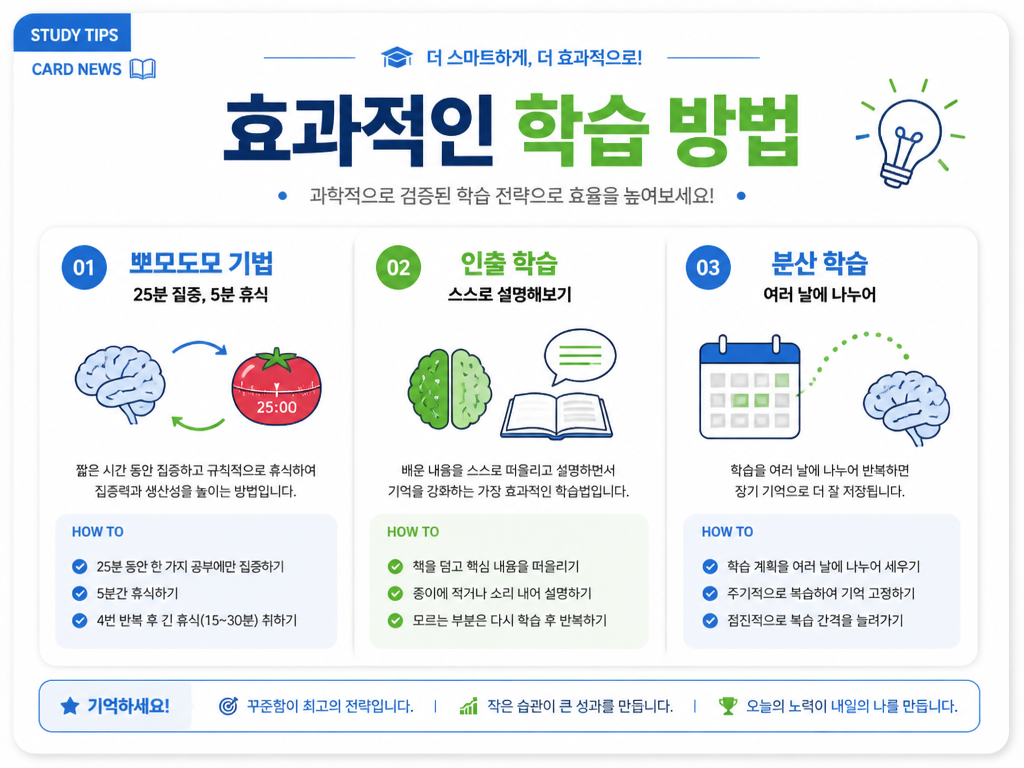 GPT 이미지 2로 생성한 학습 팁 카드뉴스