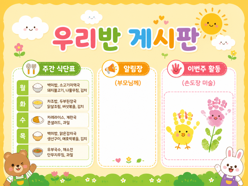 GPT 이미지 2로 생성한 어린이집 게시판 디자인