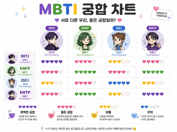 GPT 이미지 2로 생성한 MBTI 궁합 이미지