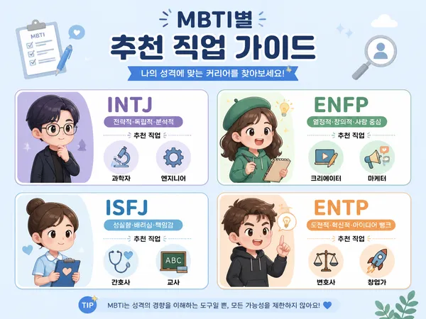 GPT 이미지 2로 생성한 MBTI 유형별 직업 추천