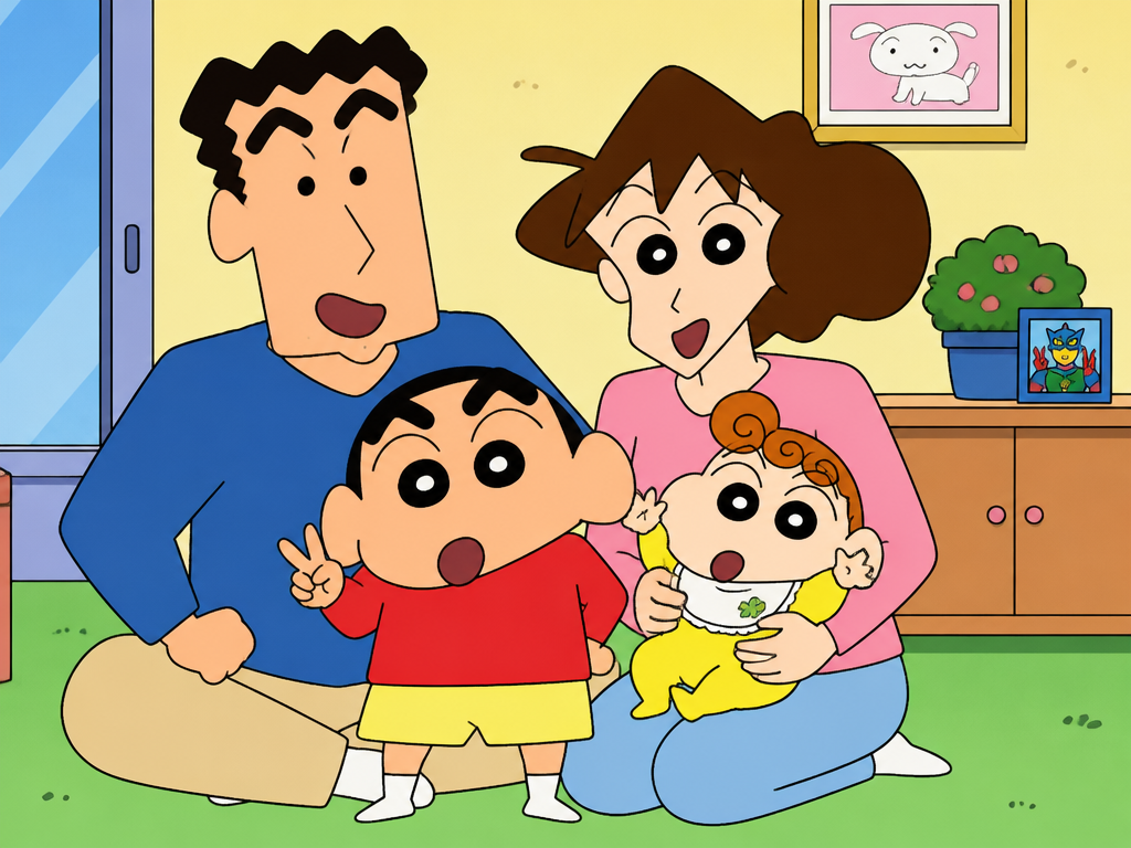 GPT 이미지 2로 생성한 짱구 스타일 가족