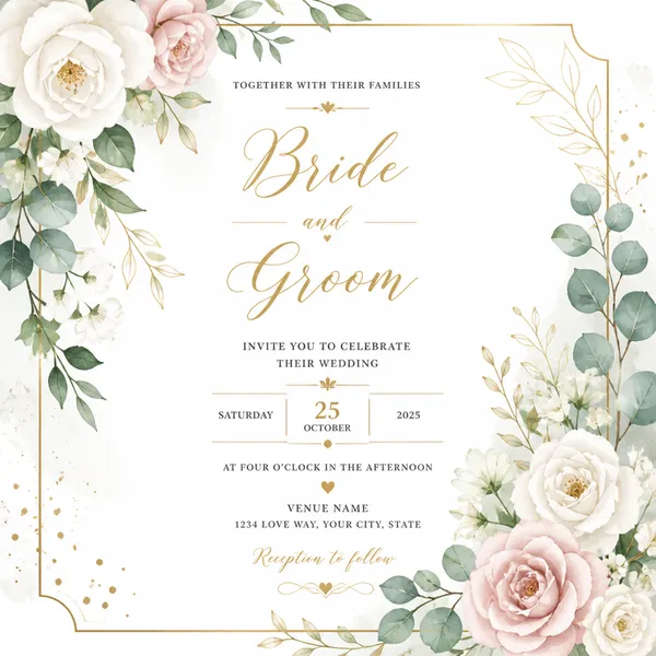 AI-generated Floral Wedding Card made with GPT Image 2
