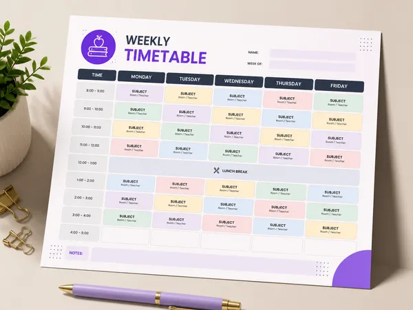 AI-generated Timetable Design made with GPT Image 2