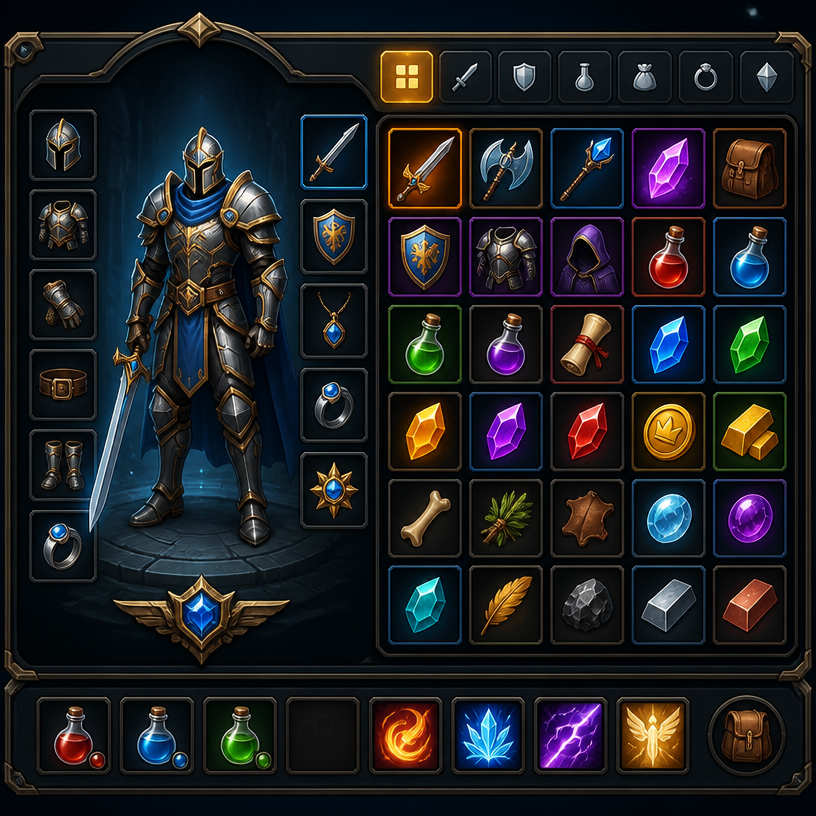 GPT 이미지 2로 생성한 게임 인벤토리 UI
