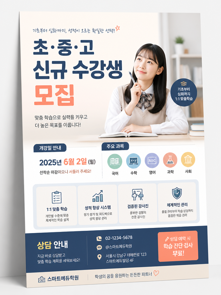 GPT 이미지 2로 생성한 학원 전단지