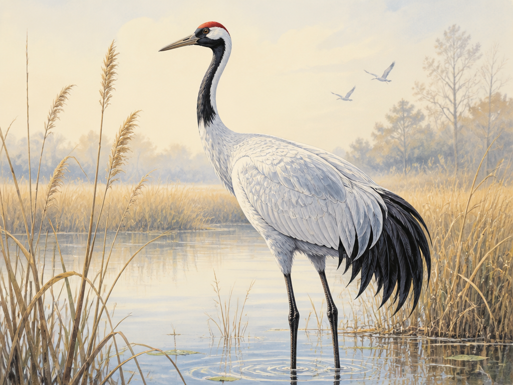 GPT 이미지 2로 생성한 학 두루미 일러스트