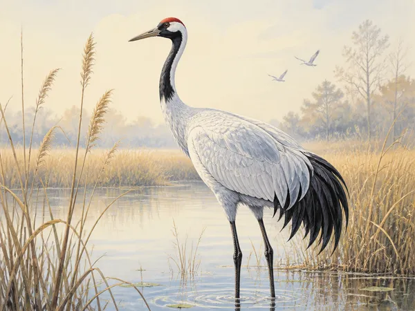 AI-generated Crane Bird Illustration made with GPT Image 2