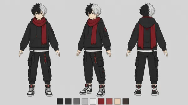 AI-generated Original Character Three-View Sheet made with GPT Image 2