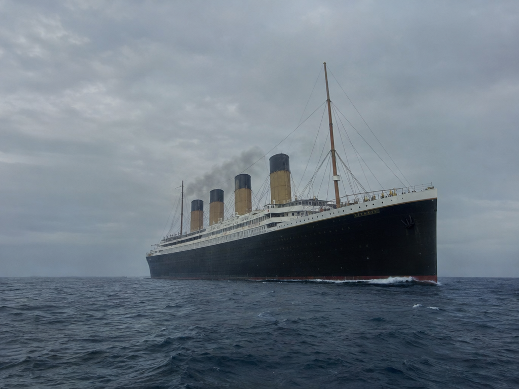 Ocean liner at sea, generated with GPT Image 2.5 from only coordinates and a date