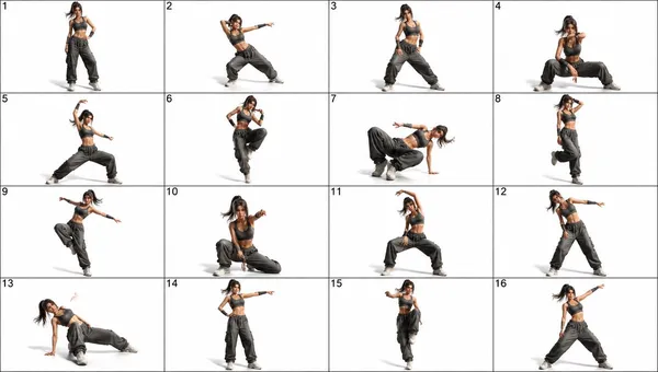 AI-generated 16-Panel Female Dance Pose Sheet made with GPT Image 2