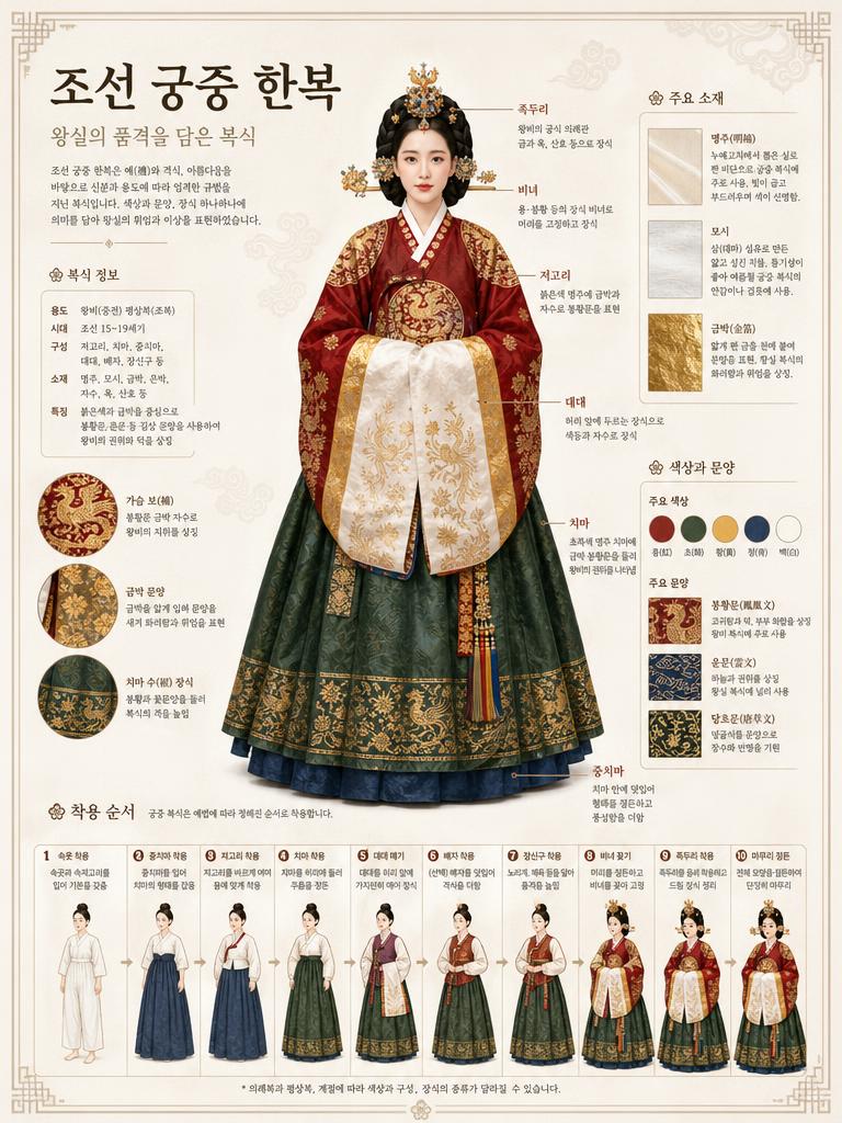 AI-generated Museum Atlas-style Korean Detailed Infographic About Joseon Court Dress ( ) made with GPT Image 2
