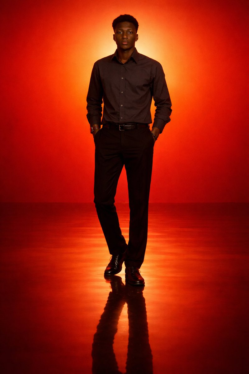 AI-generated Cinematic Minimal Portrait of a Solitary Man Standing in an Intense Orange to Red made with GPT Image 2