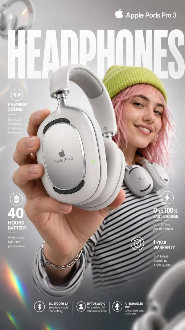 AI-generated Apple Pods Pro 3 Headphone Infographic made with GPT Image 2