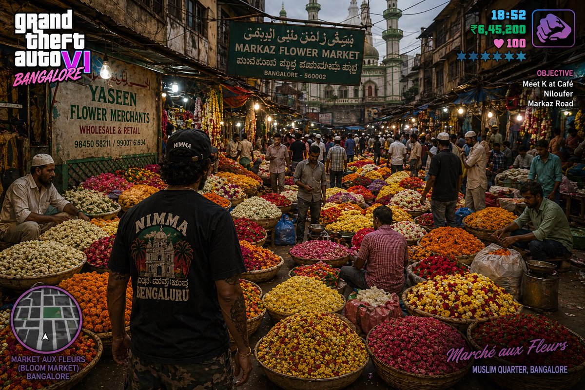 AI-generated gta 6 in Bangalore’s Market Flower in India made with GPT Image 2