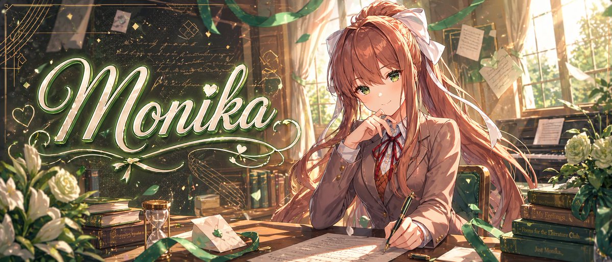 AI-generated Monika Anime Banner Illustration made with GPT Image 2